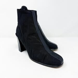 Vtg Y2K Donald Pliner Black Fabric Ankle Booties Women's Sz 7.5 Made in Spain